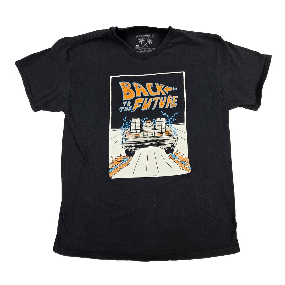 Riot Society Back to the Future Tshirt Black Graphic Tee Mens Large